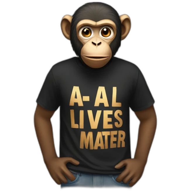 A monkey with a black lives matter tshirt emoji