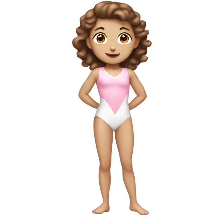brown hair white gymastic girl with pink leotard emoji