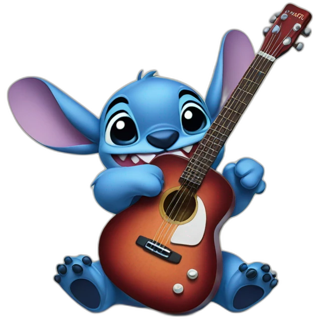 Stitch avec une guitare Disney emoji