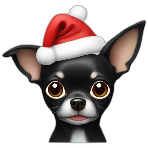Black chihuahua with santa hat emoji