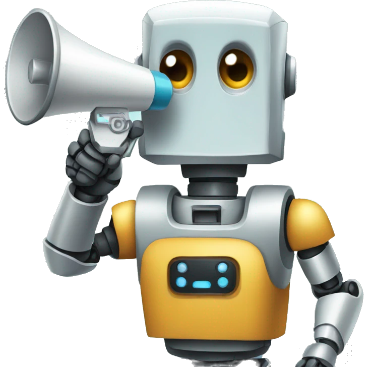 robot holding a megaphone emoji