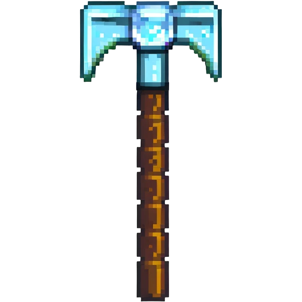 pixelated Minecraft diamond pickaxe emoji