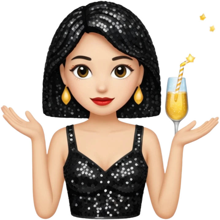 un top de ropa de mujer, para salir de fiesta, que sea negro y con detalles brillantes emoji