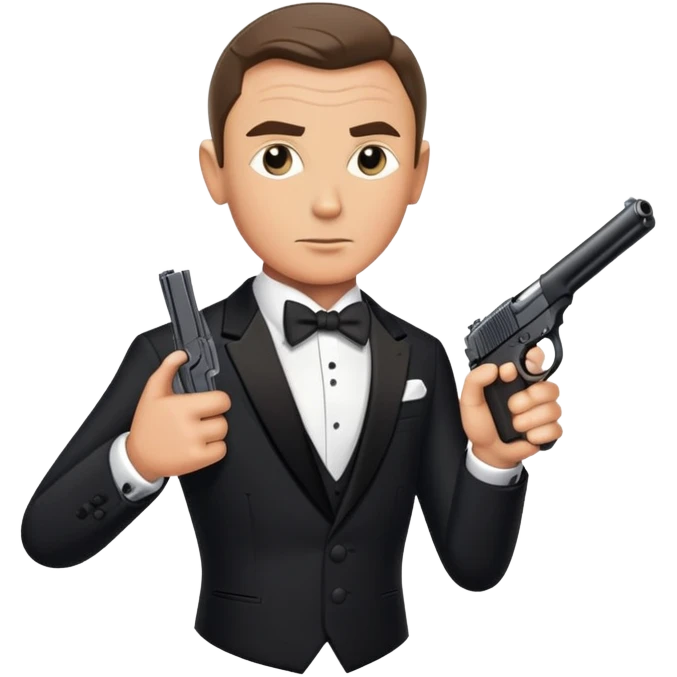 James Bond in tuxedo with gun, secret agent emoji