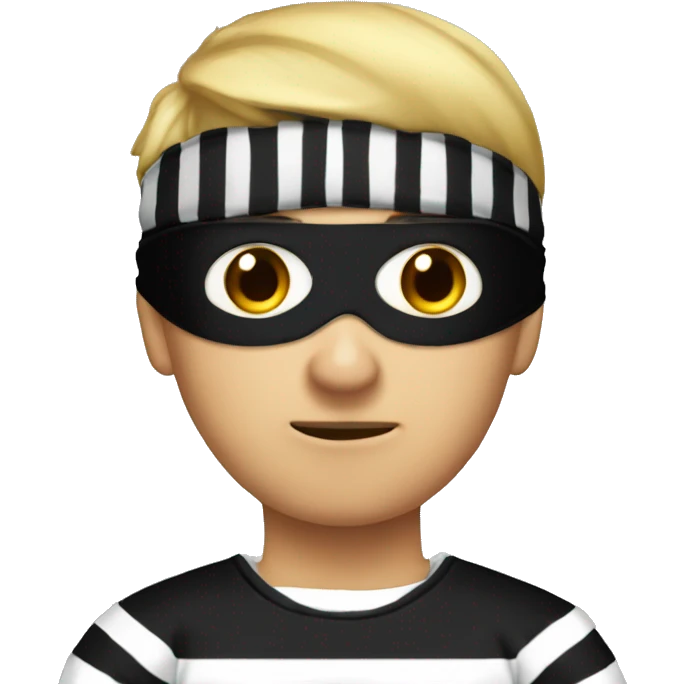 a robber in a striped sweater and a black blindfold emoji