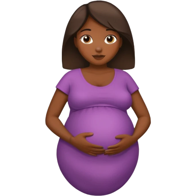dark skin tan woman with big inflated belly emoji