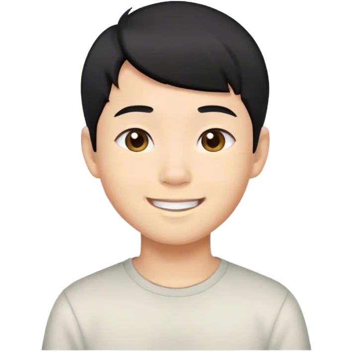 black short hair with smile asian boy emoji