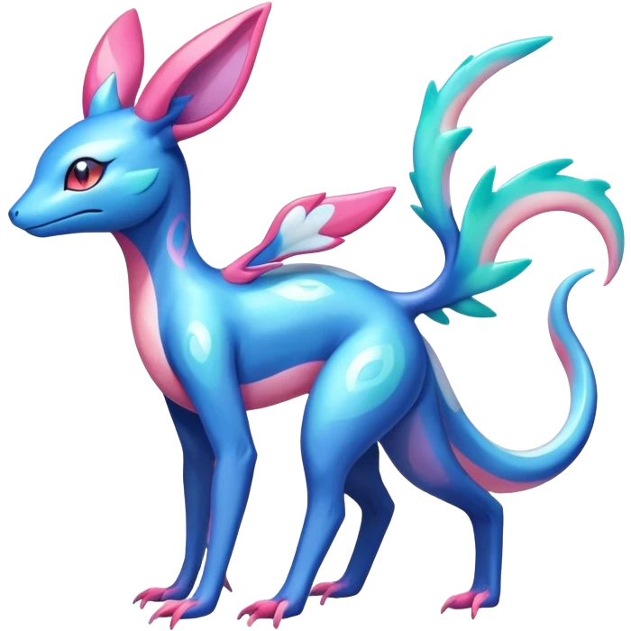 Colorful Shiny Exotic Amaura-Salandit-Aurorus-Sylveon-Fakémon-hybrid-creature (full body)  emoji