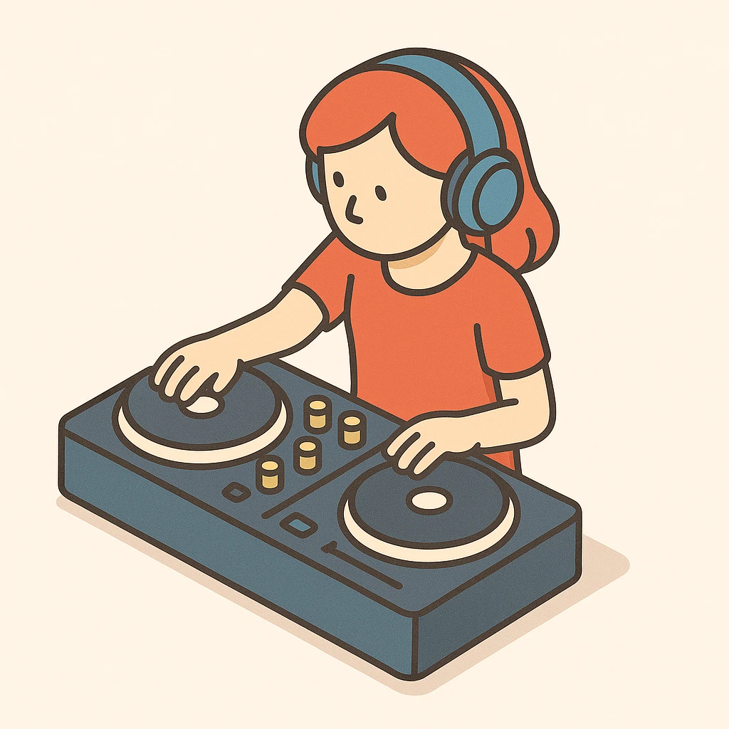 girl playing DJ set emoji