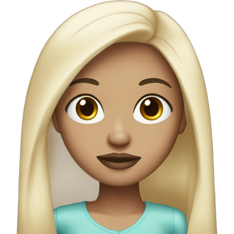 Light skin girl with long straight black hair and pink lips emoji