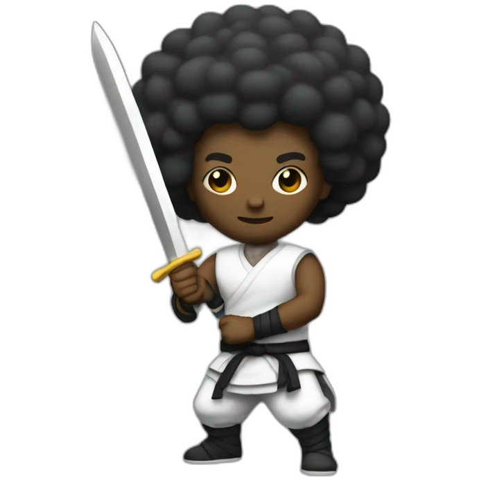 Afro black shaolin with big swords emoji