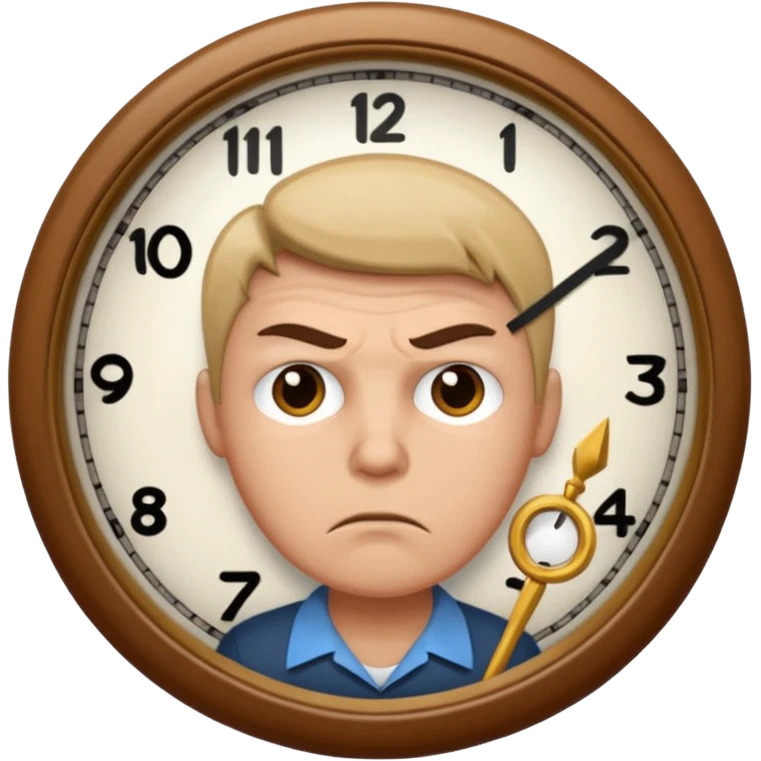 Create a hurried expression holding a clock emoji