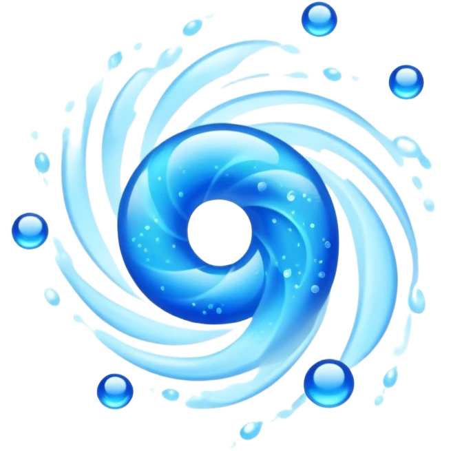 Cool blue air flowing, refreshing breeze with blue particles emoji