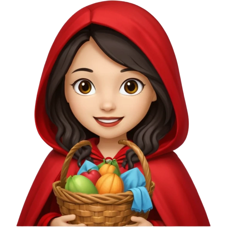 Little red riding hood light skin black with straight long wavy hair and long eyelashes  emoji