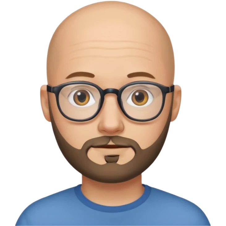 лысый очень молодой парень с круглыми очками тонкими с бородой и без усов emoji