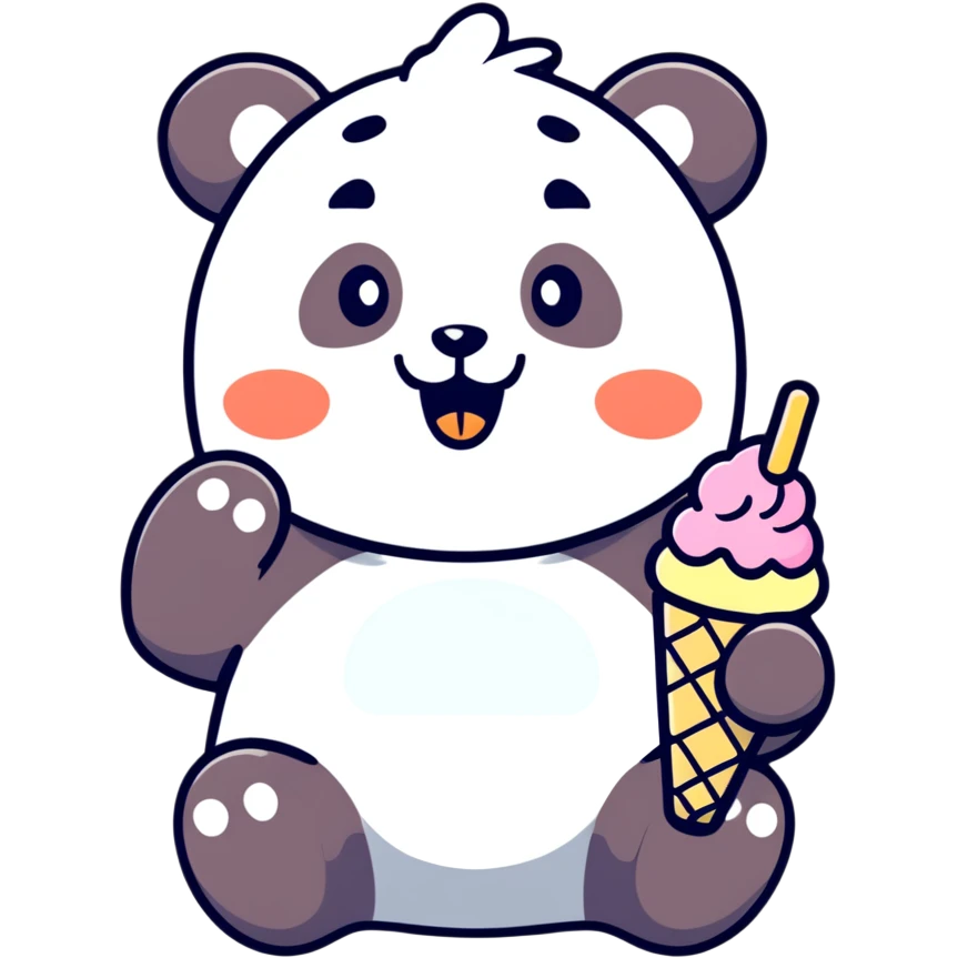 Panda eating ice cream emoji