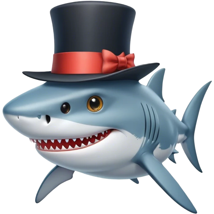 Shark with a top hat emoji
