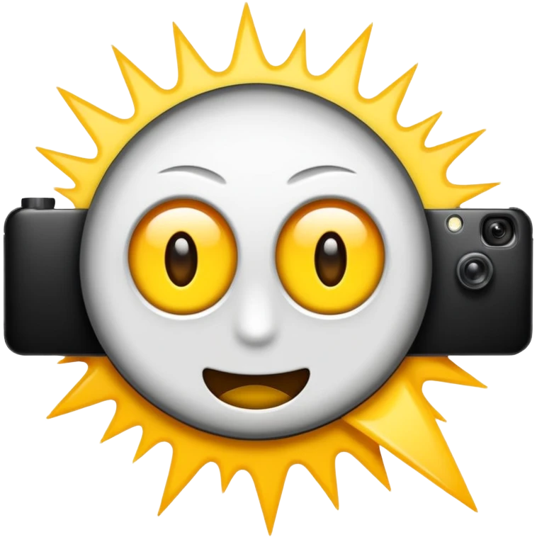 Minimalist emoji-style sticker of a wide open eye with a camera flash bursting into it. High contrast black and white with sharp lines. No gradients.
 emoji