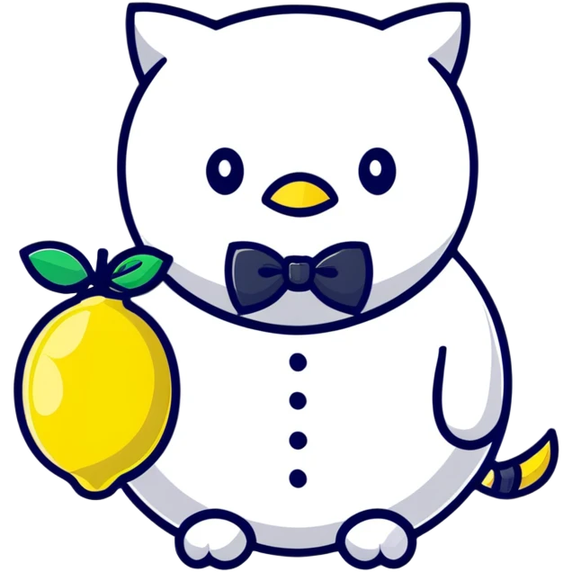 lemon with a face, monocle, and bow tie emoji