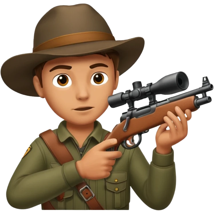 male hunter aiming a rifle, minimal background emoji
