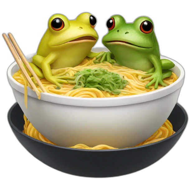 two frogs are eating ramen emoji