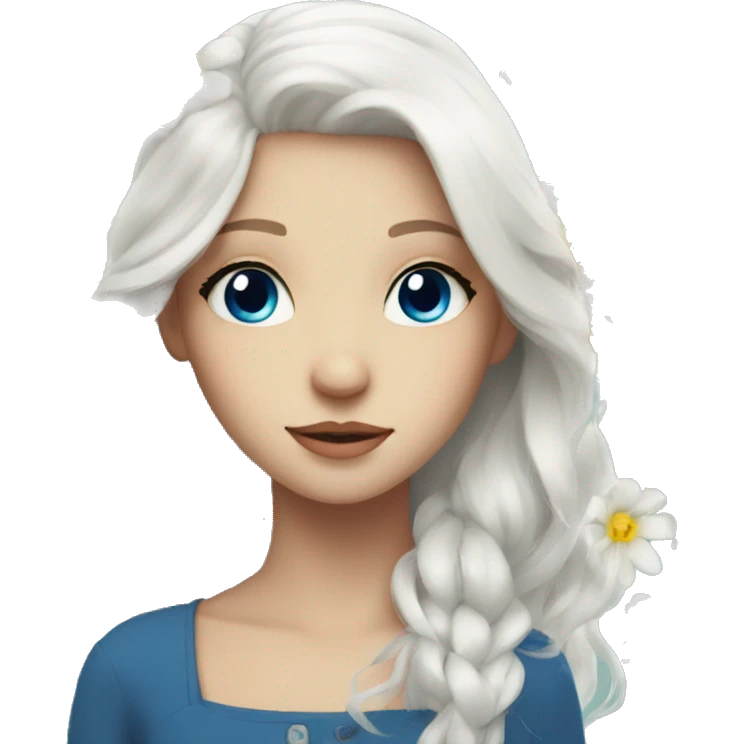 Girl with white hair and blue eyes with flowers  emoji