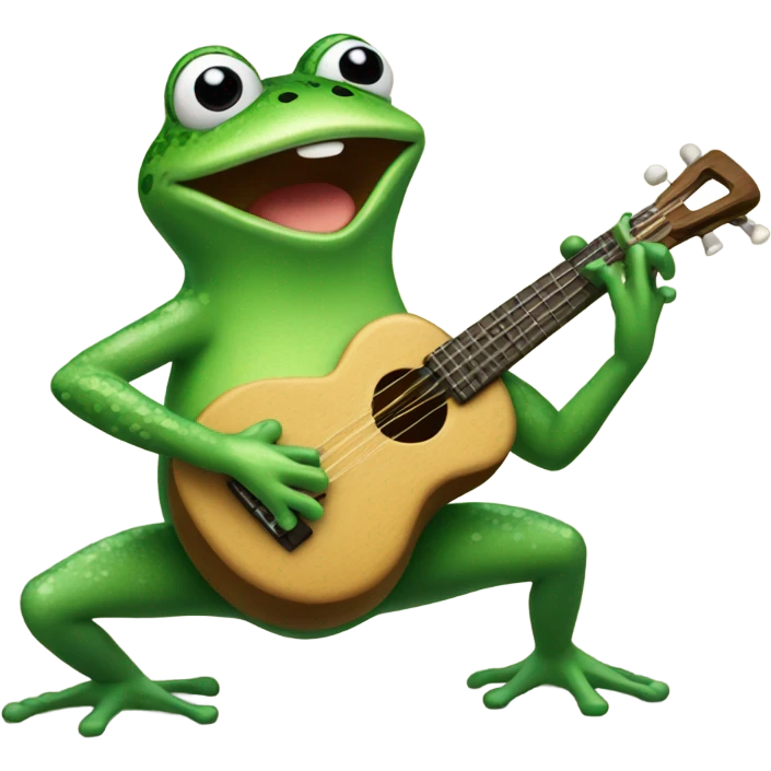 Dancing frog with a ukele  emoji