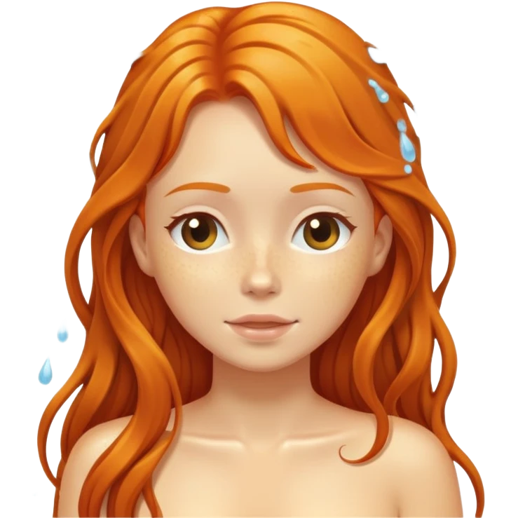 Shower curtain Ginger girl long wet hair relaxing shower skin care emoji