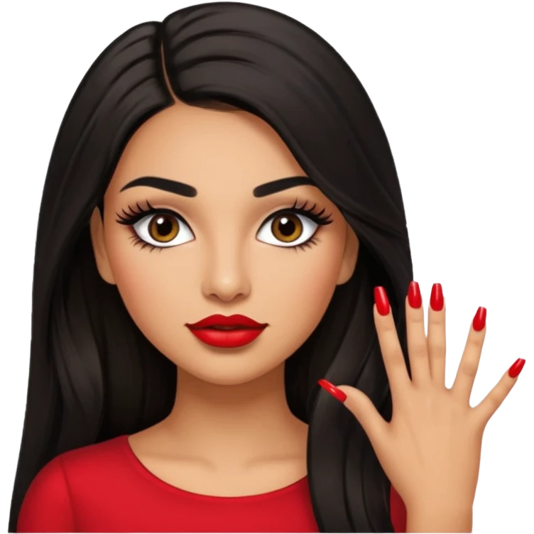 Baddie Latina emoji with fake lashes and nails emoji