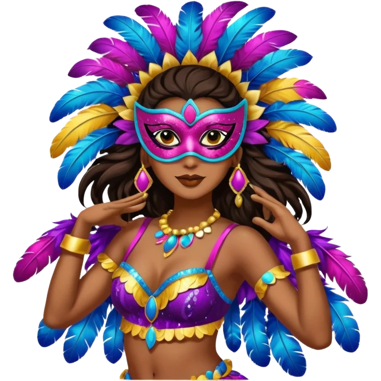 Um daçarino vestido com roupa de carnaval emoji