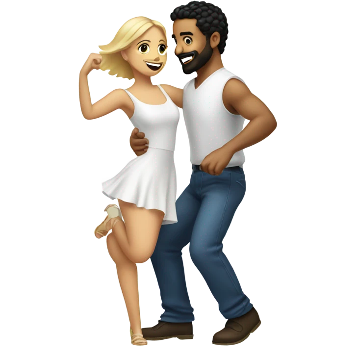 Puerto rican beard short hair with blonde girl dancing emoji
