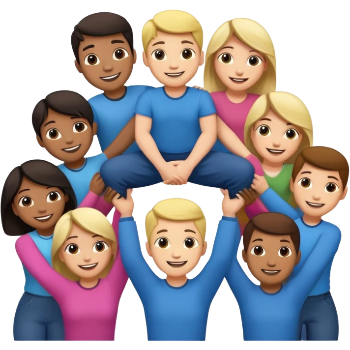 people of different races helping to lift someone emoji