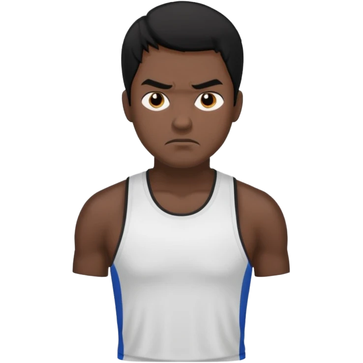 mach mir einen fitness typen der männlichist  mit schwarzen haaren der unglücklich ist emoji