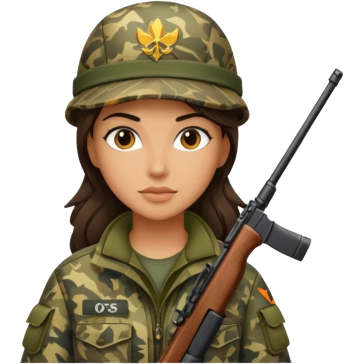 Brunette female hunter emoji