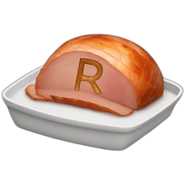 Baked ham with the letter r stamped emoji