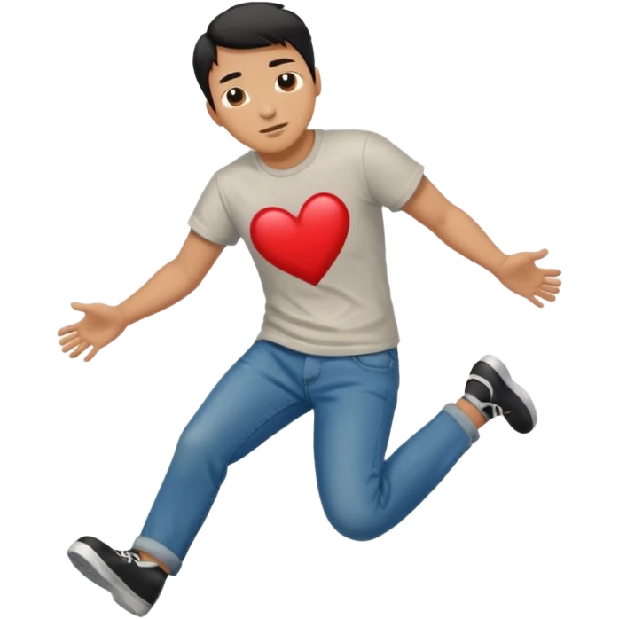 asian man with heart eyes slip and fall on sidewalk  emoji