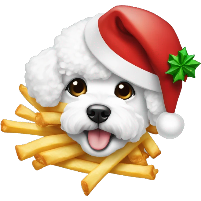 bichon fries with christmas hat emoji