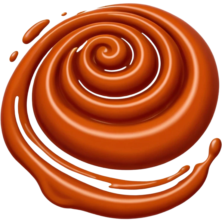 enchilada sauce, small swirl or puddle, rich reddish-brown, smooth and thick, glossy, velvety, ripples or peaks, deep earthy red, no dish, spoon, or faces, clean 3D, soft lighting, transparent background, emoji scale emoji