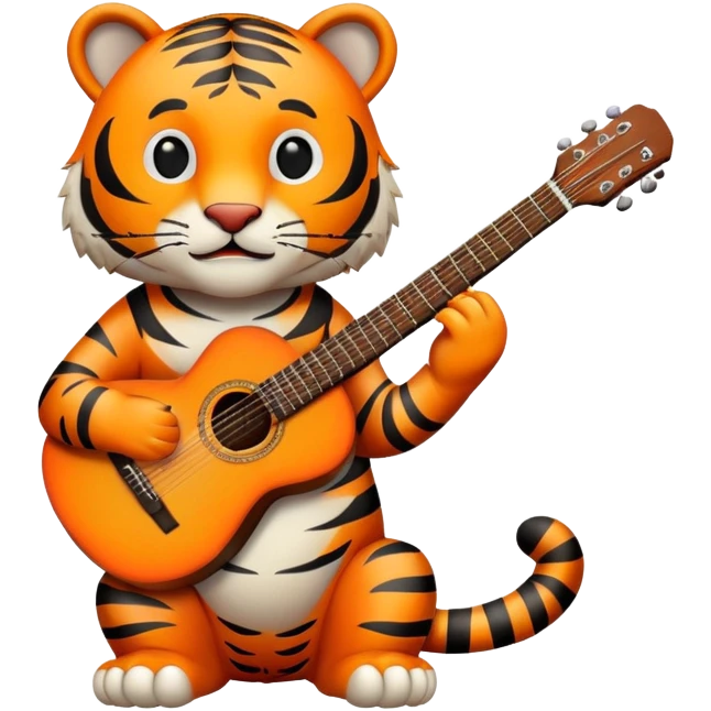Tiger playing guitar emoji