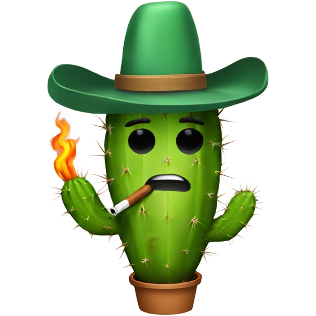 Cactus wearing cowboy hat smoking a blunt emoji