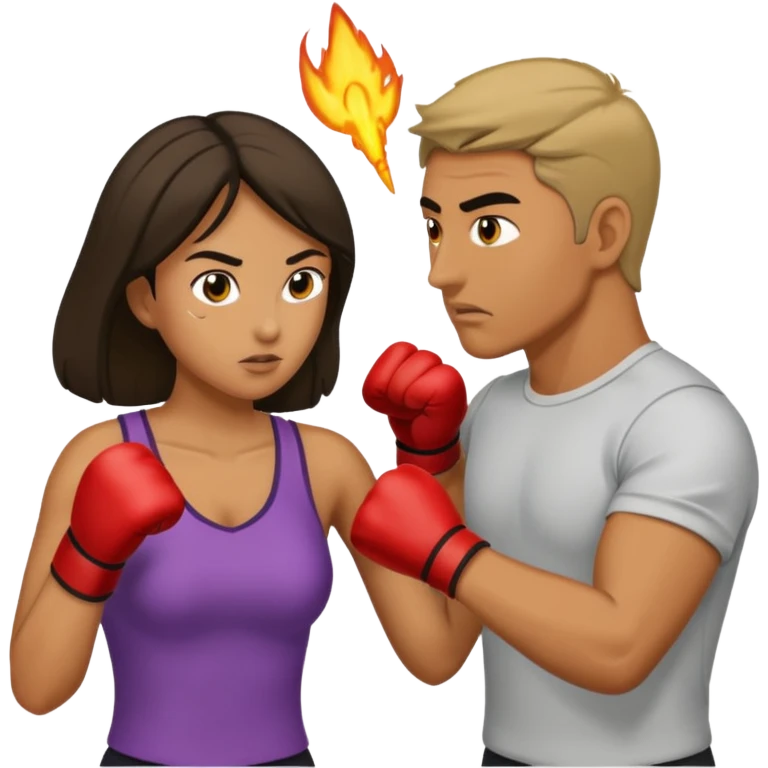 Woman fighting man  emoji