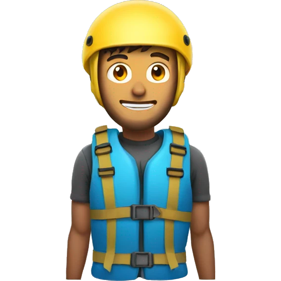 man with helmet for rafting emoji