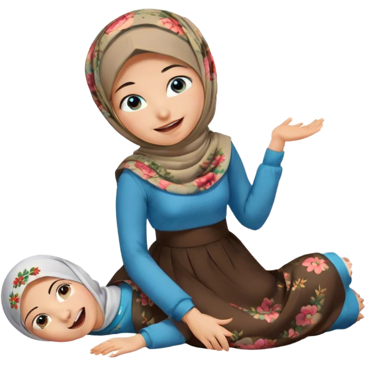 Turkish beautiful finish Konya girl blue eyes with hijab and floral islamic dress she’s Rolling on the Floor Laughing  emoji