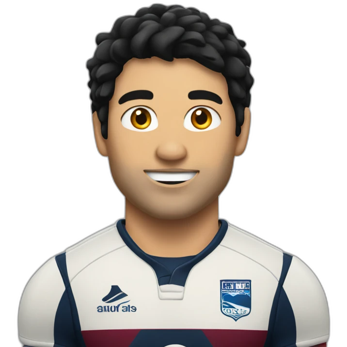 caucasian rugby player black hair with wine emoji