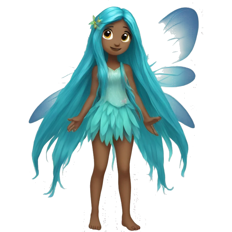 Beautiful, fairy, blue, turqoise, long hair, big wings emoji
