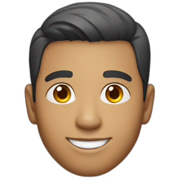 Light skin smiling indian guy with short middle part hair emoji
