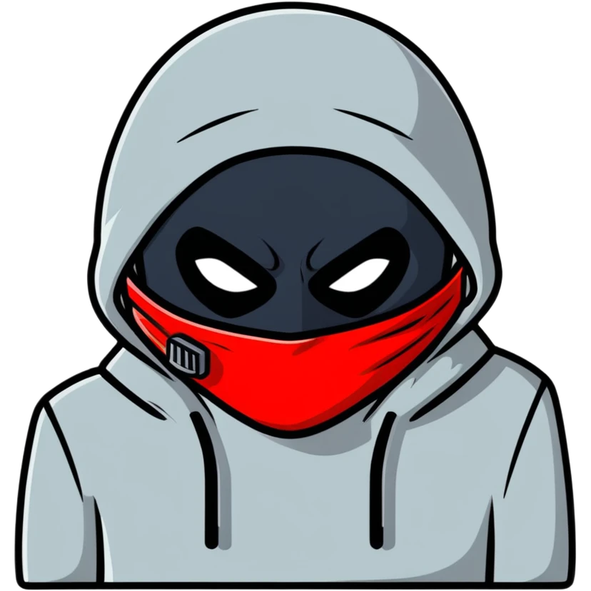 evil burglar with black and red face mask emoji
