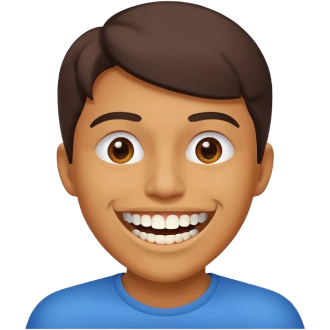 Smiling with teeth out and the teeth cover mouth and is sharp like triangles emoji