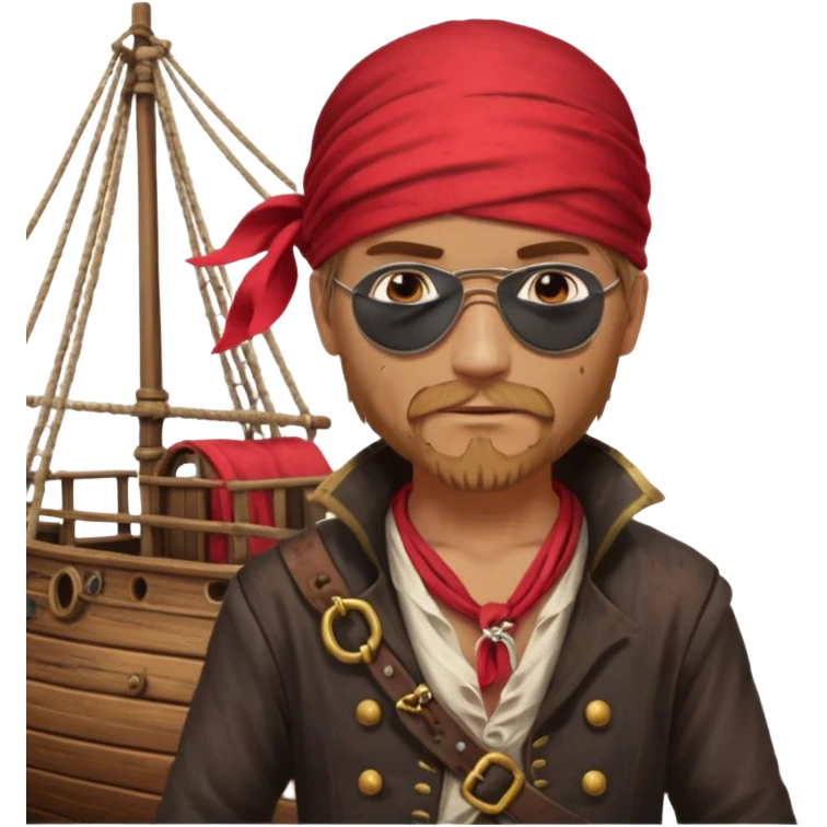 Pirat man standing ship emoji