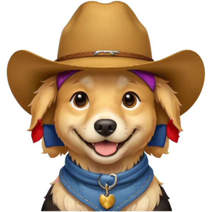 Dog in cowboy hat smiling emoji